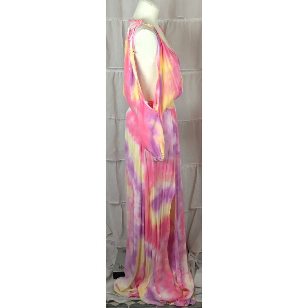 Vici Tequila Sunset Tie Dye Cold Shoulder Maxi Dress Beach Coastal Resort S - Picture 9 of 15